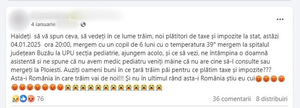 În cel mai mare spital dintr-un județ, toți pediatrii au vrut să nu mai facă gărzi, pe motiv că au fost jigniți de pacienți pe Facebook / „Un medic a stat sub birou până au venit echipajele de intervenție” 1 Postare tata Buzau 1