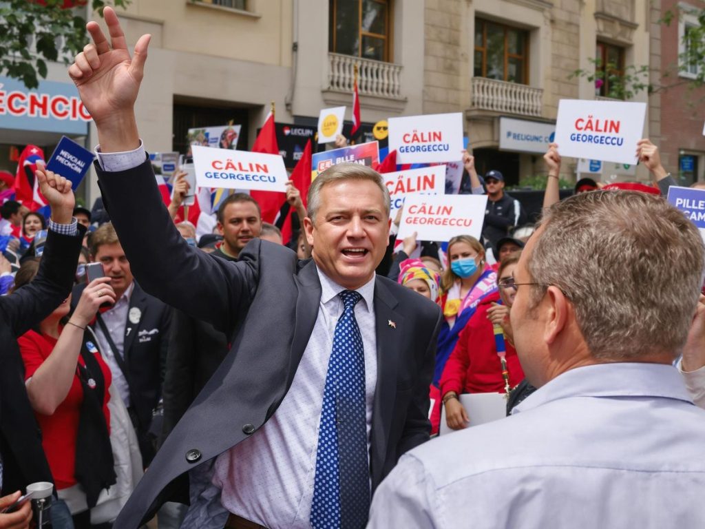 Călin Georgescu în campanie electorală în București.