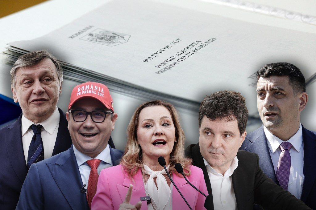 George Simion, Victor Ponta, Elena Lasconi, Crin Antonescu și Nicușor Dan. Colaj: Ion Mateș / Hotnews. Foto: Inquam Photos, Profimedia