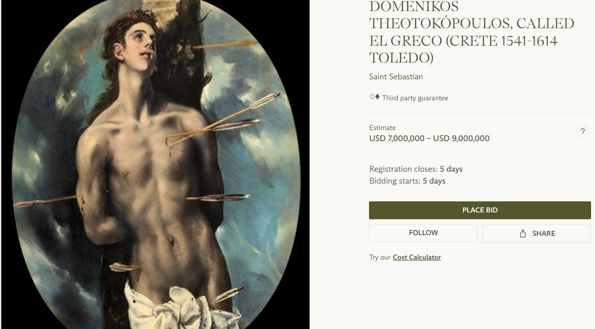 Capodopera „Sfântul Sebastian” de El Greco, dispărută din colecția națională a României, rămâne la Christie's până la soluționarea solicitărilor de recuperare 1 image