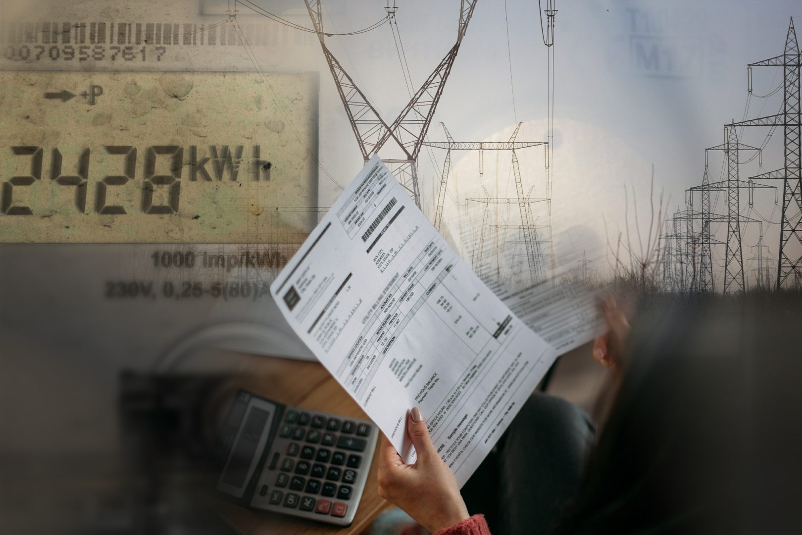 Facturi la energie electrică. Colaj: Ion Mateș / Honews. Foto: Inquam Photos, Shutterstock