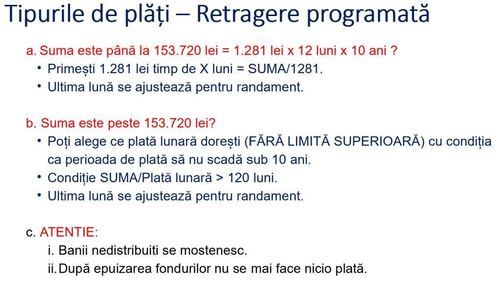 Cum se vor plăti pensiile private: „Vârful de plăți este estimat în 15 ani. Putem face față plăților”- Explicațiile administratorilor de fonduri 2 retragere programata