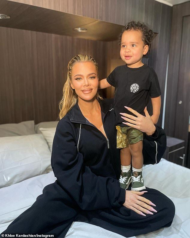 Khloé Kardashian pictured with her son Tatum