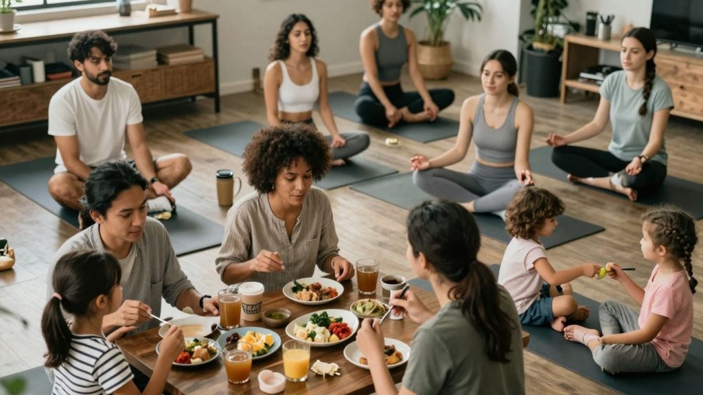 Oameni care își formează obiceiuri culturale în viața de zi cu zi.