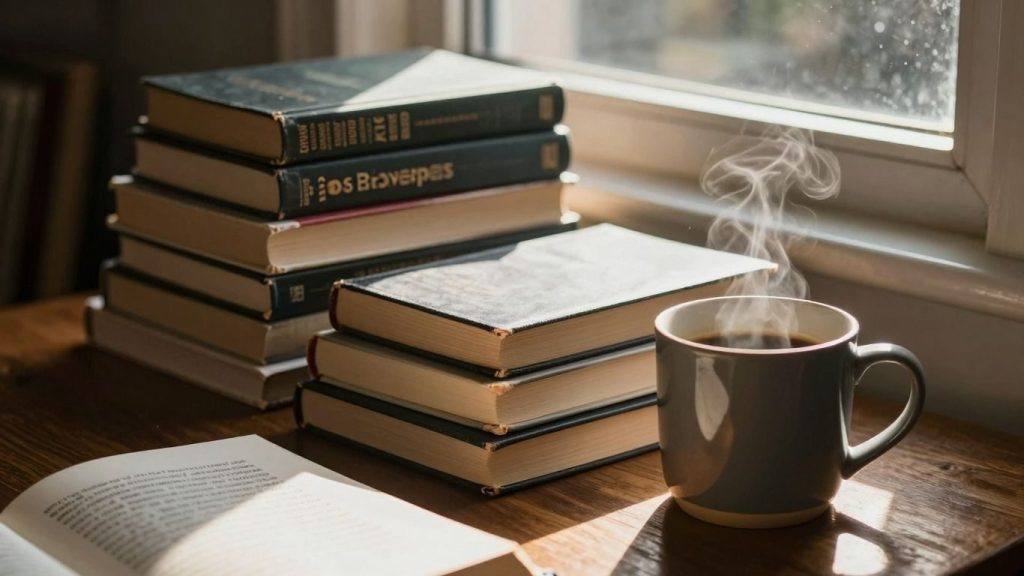 O persoană citind o carte într-o atmosferă caldă.