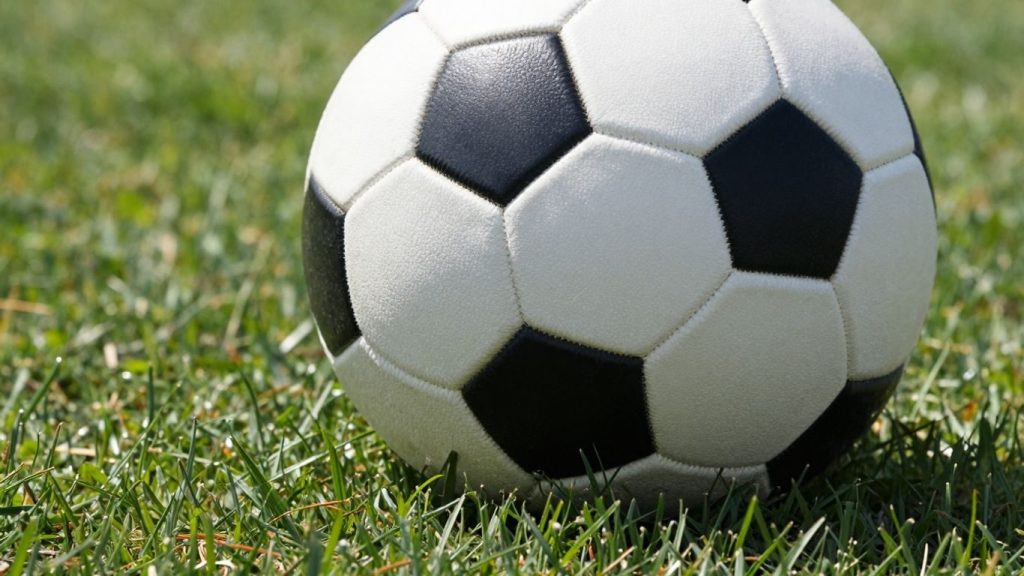 Mingea de fotbal pe iarbă verde