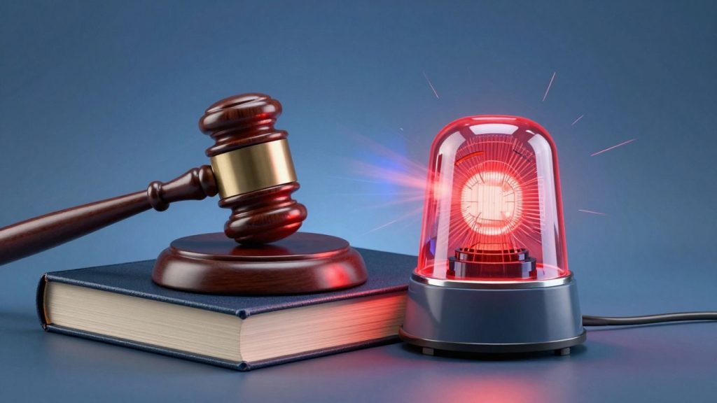 Ciocan de judecată și sirenă de urgență, diferențe legale.