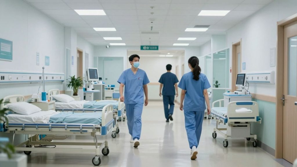 Interiorul unui spital public modern și curat.