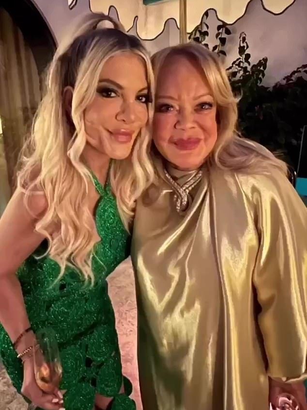 The Hollywood socialite is the mother of actress Tori Spelling (pictured) and the wife of late producer Aaron Spelling