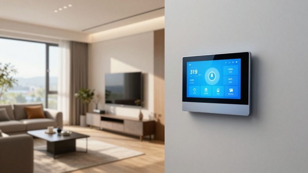 Casă inteligentă cu tehnologie modernă integrată.