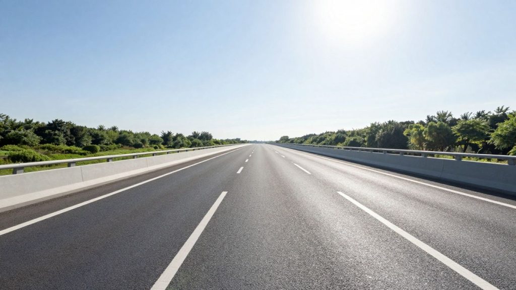 Autostradă modernă în peisaj verde.