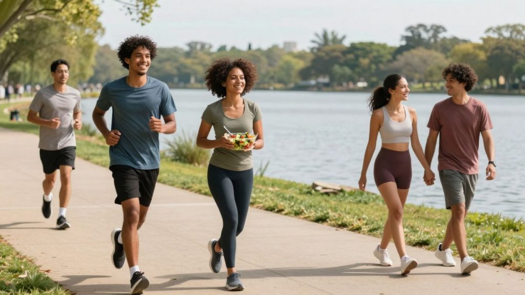 Oameni activi și alimente sănătoase pentru inima.