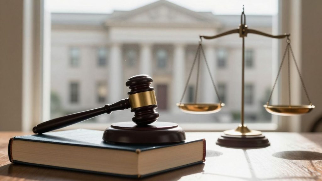 Ciocan de judecător și balanță a justiției