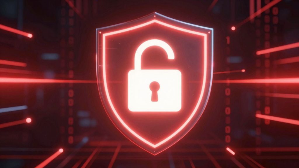 Scut digital protejând împotriva atacurilor cibernetice.