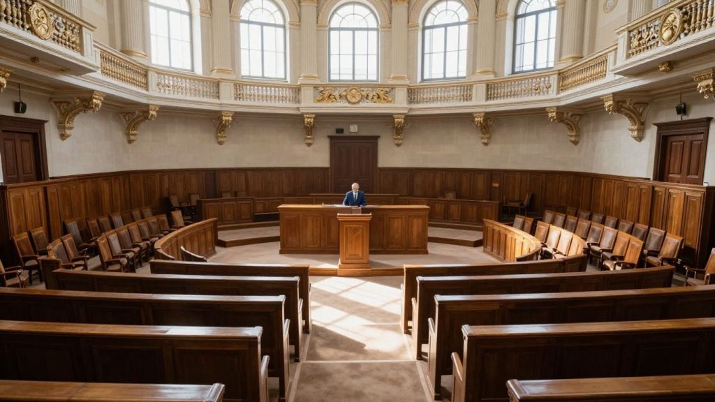 Parlamentari în sala de ședințe a Parlamentului României.