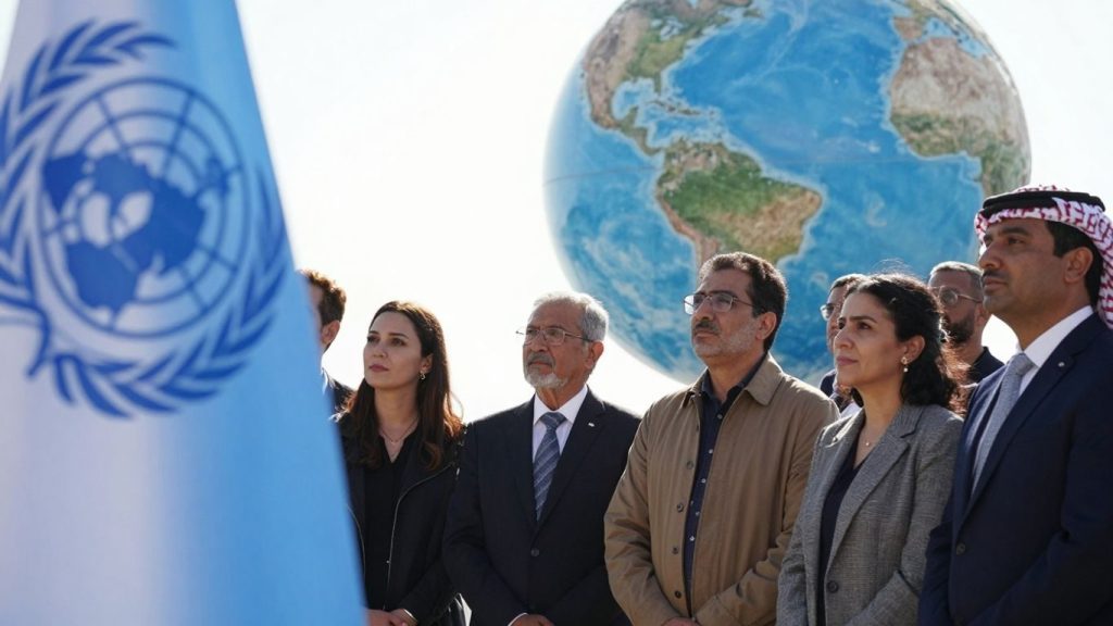 Oameni din întreaga lume uniți sub steagul ONU.