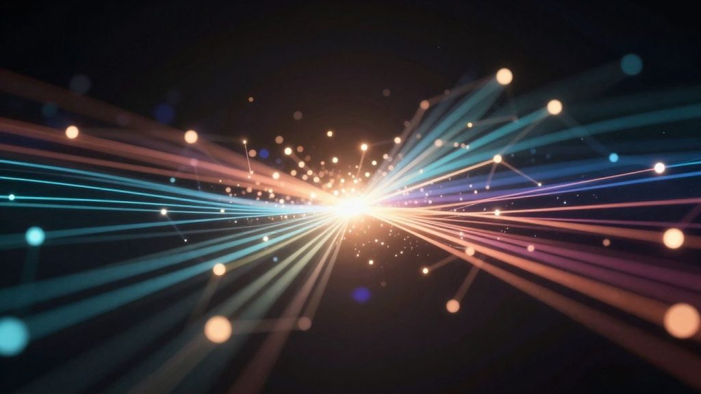 Rețea digitală luminoasă, conexiuni, infrastructură esențială.