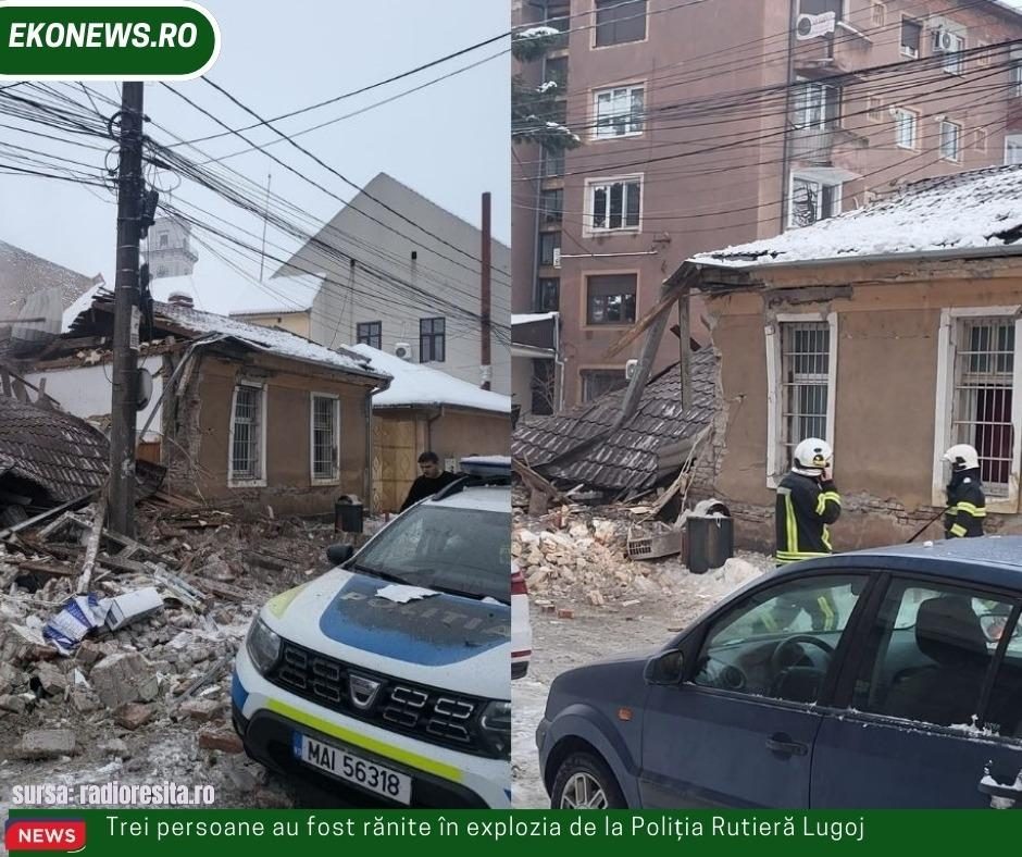 Trei persoane au fost rănite în explozia de la Poliția Rutieră Lugoj