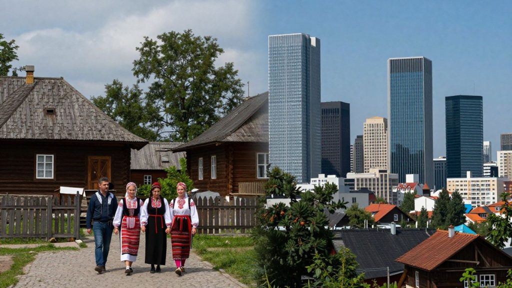 Tradiție și modernitate în cultură, îmbinate vizual.