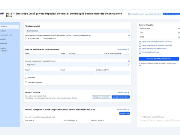 Declarația Unică 2026: Formularul 212 pentru completare online și procedura ANAF