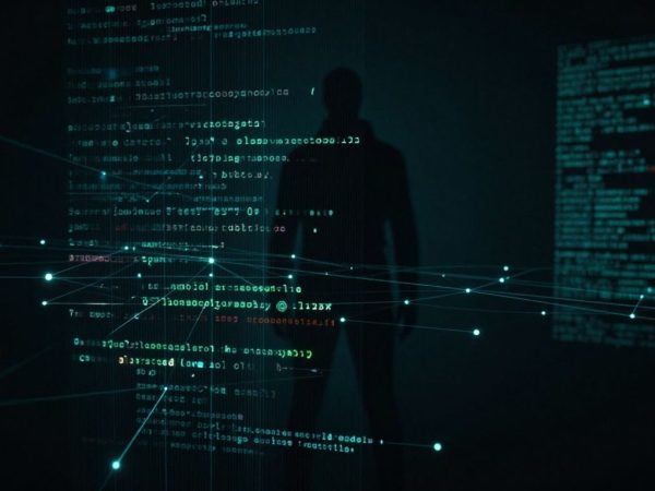 Atacuri cibernetice globale, rețea digitală, amenințare umbroasă.