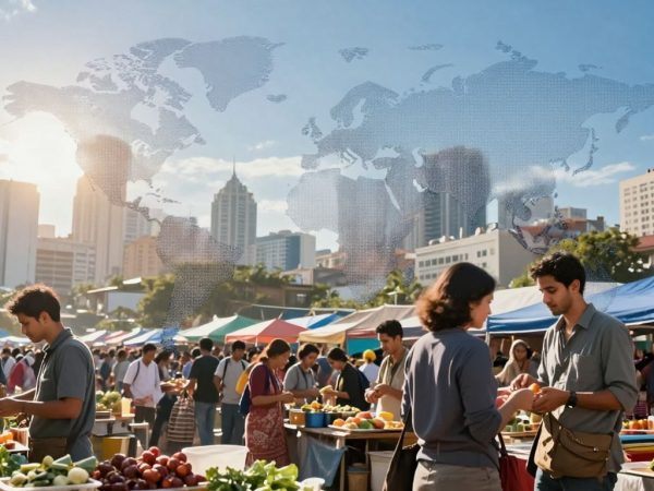 Economie globală afectând viața de zi cu zi.