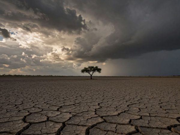 Peisaj arid afectat de schimbările climatice.