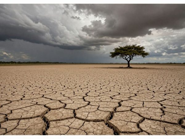 Peisaj arid afectat de schimbările climatice.