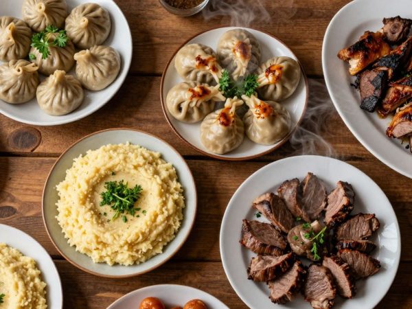 Mâncare tradițională românească pe o masă din lemn.